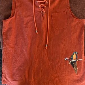 Margaritaville Orange Tank Top with Parrot Design